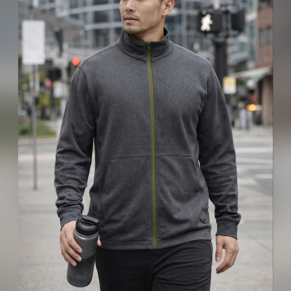 lululemon athletica Other - Lululemon Men’s Dark Gray Full Zip Jacket XL Athletic Zip-Up Hoodie Green Zipper